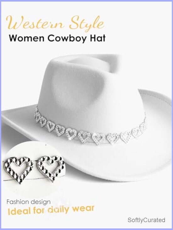 Western Cowboy Hat Wide Brim Felt Fedora with Buckle Belt main image 5